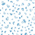 Set line Whale, Octopus and Frog on seamless pattern. Vector Royalty Free Stock Photo