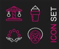 Set line Wild lion, Juggling ball, Ice cream and Attraction carousel icon. Vector