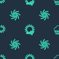 Set line Wind and sun, Tornado and Cloudy with snow on seamless pattern. Vector