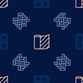 Set line Window in room, Parquet and Wallpaper on seamless pattern. Vector Royalty Free Stock Photo