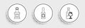 Set line Wine bottle with glass, Whiskey and Champagne icon. Vector Royalty Free Stock Photo