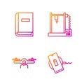 Set line Wireless charger, Drone flying, User manual and 3D printer. Gradient color icons. Vector