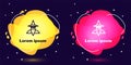 Set line Wizard warlock icon isolated on blue background. Abstract banner with liquid shapes. Vector Illustration.