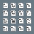 Set line WMA file document, GIF, XML, OTF, MOV, PHP, HTML and MAX icon. Vector Royalty Free Stock Photo