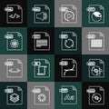 Set line WMA file document, MP3, XLS, GIF, TXT, MAX, HTML and icon. Vector Royalty Free Stock Photo