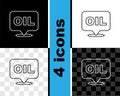 Set line Word oil icon isolated on black and white, transparent background. Vector Royalty Free Stock Photo