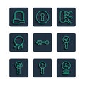 Set line Wrong key, Undefined, Create account screen, Bunch of keys, Old, Bicycle lock and Key icon. Vector