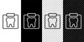 Set line X-ray of tooth icon isolated on black and white background. Dental x-ray. Radiology image. Vector Royalty Free Stock Photo