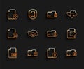 Set line XLS file document, Delete folder, Add new, Finance, Cloud with check mark, Next page arrow and icon. Vector Royalty Free Stock Photo