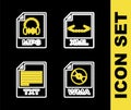 Set line XML file document, WMA, TXT and MP3 icon. Vector Royalty Free Stock Photo