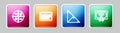 Set line XYZ Coordinate system, Calculator, Angle bisector of triangle and Certificate template. Colorful square button