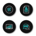 Set line XYZ Coordinate system, Laptop with graph chart, Function mathematical symbol and Pi icon. Vector