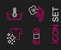 Set line Yarn, Drying clothes, Electric iron and Temperature wash icon. Vector