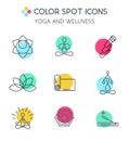 Set of line Yoga icons. Royalty Free Stock Photo