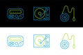 Set line Yoyo toy, Pager and Vinyl player icon. Vector