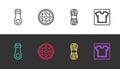 Set line Zipper, Sewing button, Yarn and pattern on black and white. Vector Royalty Free Stock Photo