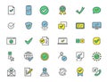 Set of linear approve icons. Check icons in simple design. Vector illustration