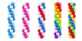 Set of linear balloon clusters, balloon columns, celebration design element, 3d Illustration