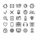 Set of 25 linear black smooth icons Royalty Free Stock Photo