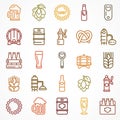 Set of linear color beer icons