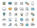 Set of linear computer technology icons. Database icons in simple design. Vector illustration