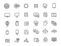 Set of linear computer technology icons. Database icons in simple design. Vector illustration Royalty Free Stock Photo