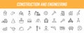 Set of linear construction icons. Engineering icons in simple design. Vector illustration