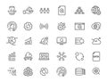 Set of linear data processing icons. Analysis icons in simple design. Vector illustration