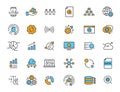 Set of linear data processing icons. Analysis icons in simple design. Vector illustration