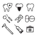 Set linear dental medichine vector for website icon