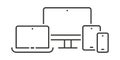 Set of linear device icons. Vector outline devices