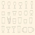 Set of linear drinkware Royalty Free Stock Photo