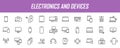 Set of linear electronic icons. Device icons in simple design. Vector illustration Royalty Free Stock Photo