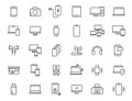 Set of linear electronics icons. Computer technology icons in simple design. Vector illustration
