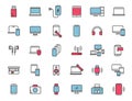 Set of linear electronics icons. Computer technology icons in simple design. Vector illustration