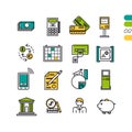 Set linear financial colored icons