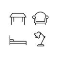 Set of linear furniture icon design collection