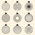 Set of linear graphic Christmas ball toys