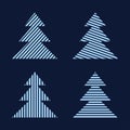 Set of linear graphic stylized Christmas trees. Royalty Free Stock Photo