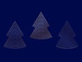 Set of linear graphic stylized Christmas trees on dark blue Royalty Free Stock Photo