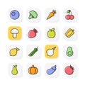 A set of linear healthy food icons. Illustration isolated on a white background.