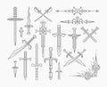 Set of linear historical weapon Royalty Free Stock Photo