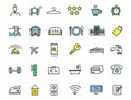 Set of linear hotel icons. Travel icons in simple design. Vector illustration