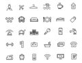 Set of linear hotel icons. Travel icons in simple design. Vector illustration