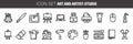 Set of linear icons. art and artist-studio tools and supplies for scrapbooking Royalty Free Stock Photo