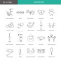 A set of linear icons for a dental clinic includes modern equipment, braces, teeth whitening, wisdom tooth, children Royalty Free Stock Photo