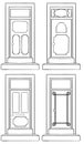 Set of linear icons of different doors