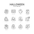 Set of linear icons for halloween.Vector illustration on a white background Royalty Free Stock Photo