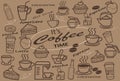 Set of linear icons It`s coffee time for coffeeshop.Vector Line Icons