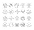 Set of linear icons of snow, snowflakes.